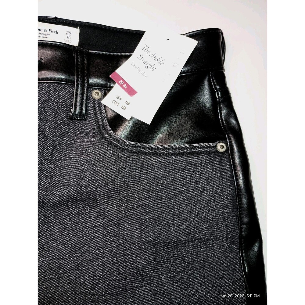 ABERCROMBIE & FITCH Women's High Rise UPSCALE Jeans, Black/Gray. NEW TAG (P0022)